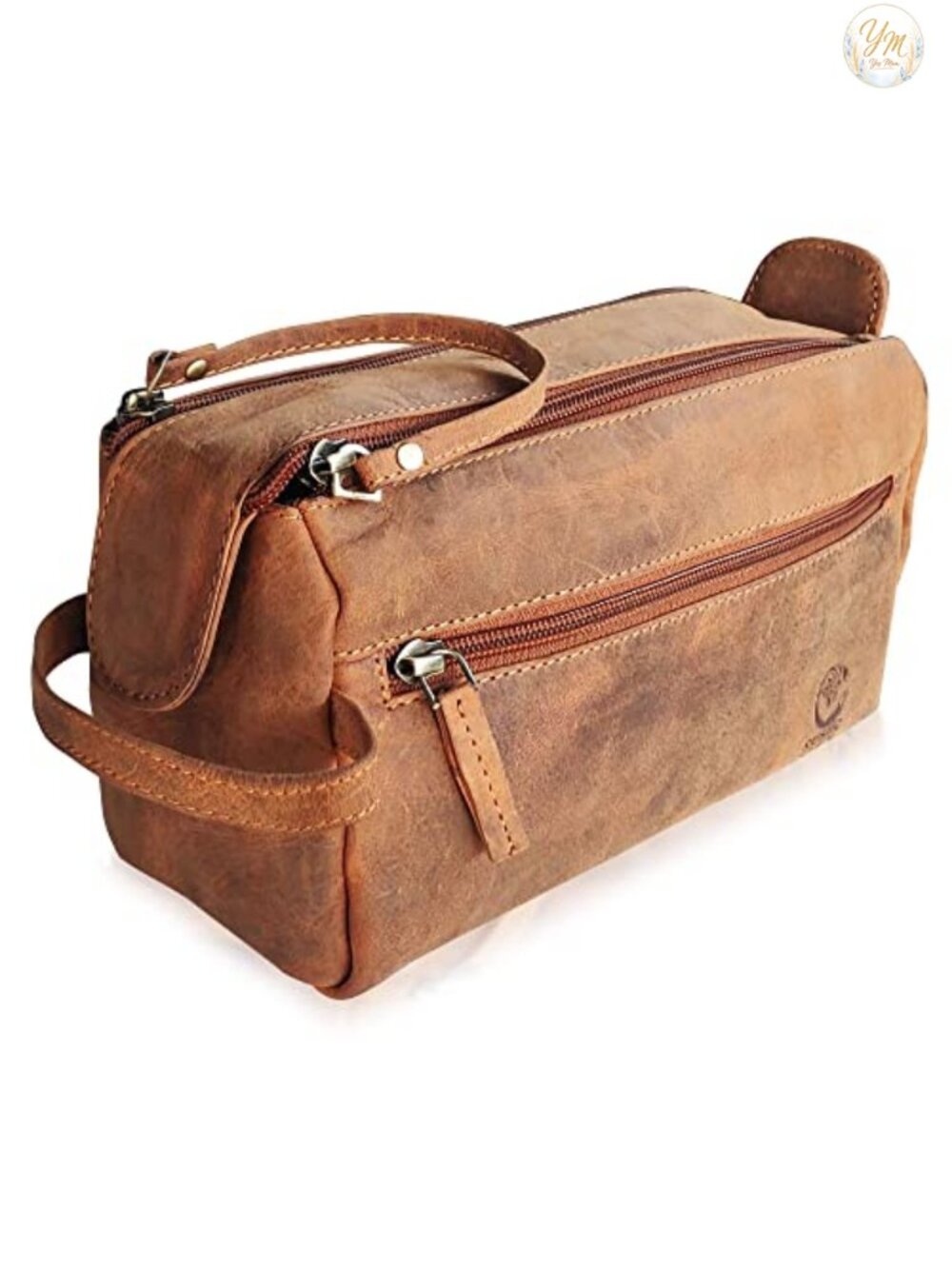 Handcrafted Leather Toiletry Bag Water Resistant Travel Dopp Kit Organizer